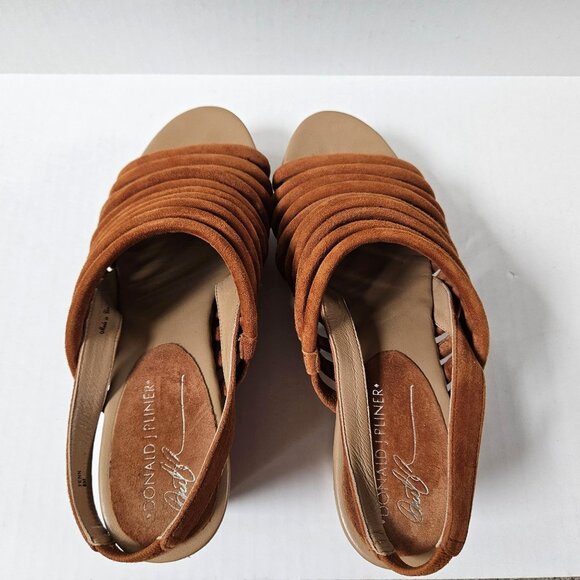 Donald J Pliner Shoes Womens 8 Fenn Strappy Wedge Sandals Caramel Brown Suede - Picture 6 of 10